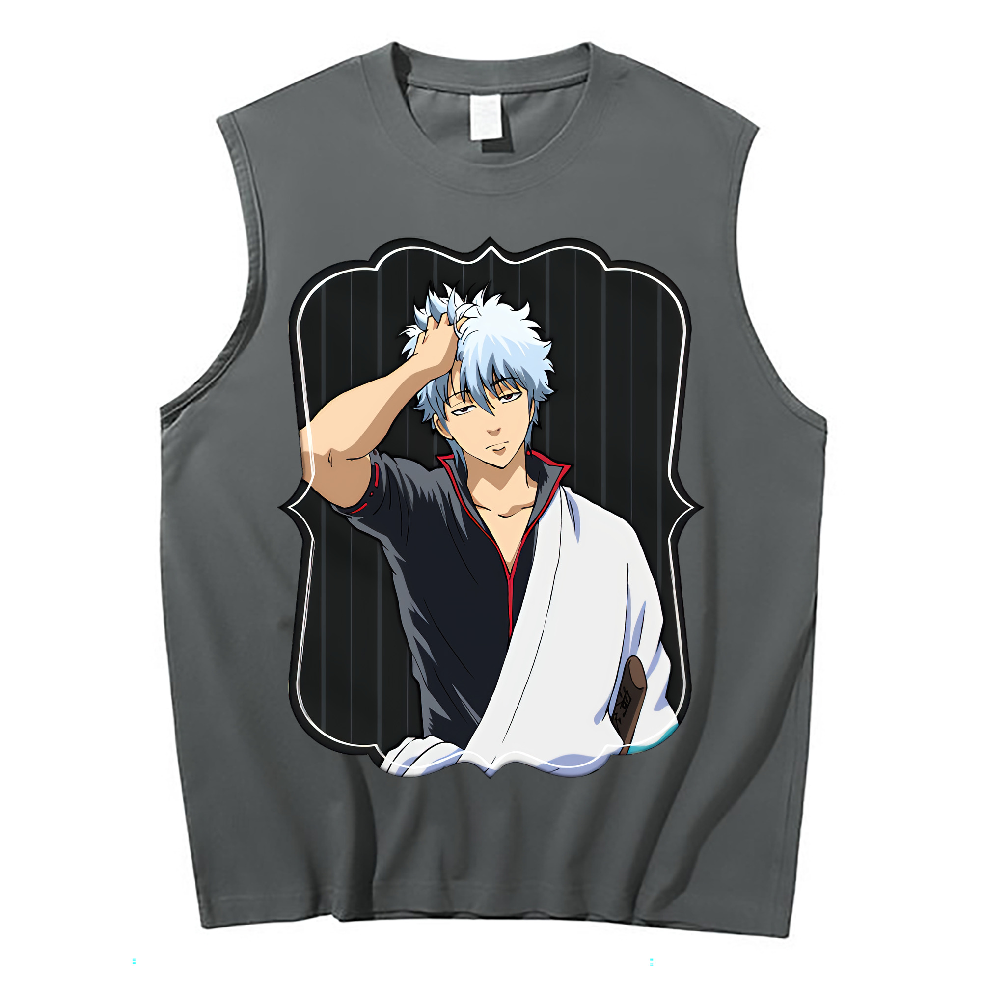 （画像用） ぎんたま 坂田銀時（さかたぎんとき） 神楽 志村新八（しむら しんぱち） GINTAMA Sakata Gintoki Kagura Shimura Shinpachi コットン100％タンクトップ（フロントプリント）